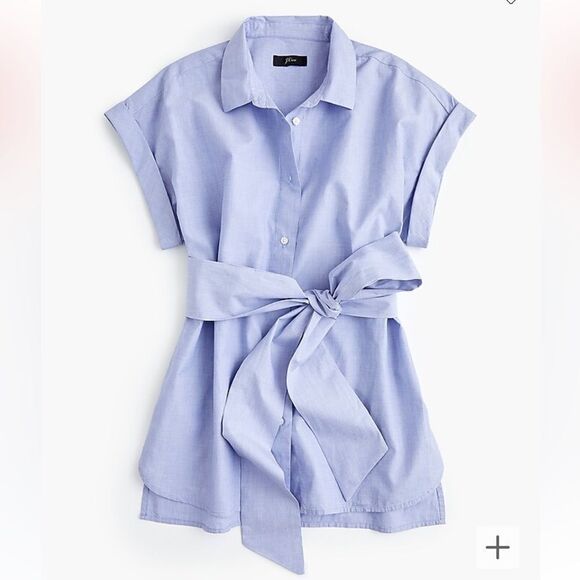 J. Crew Button-front Tie-waist Top in End-on-Cotton. Size XS. - Picture 1 of 10